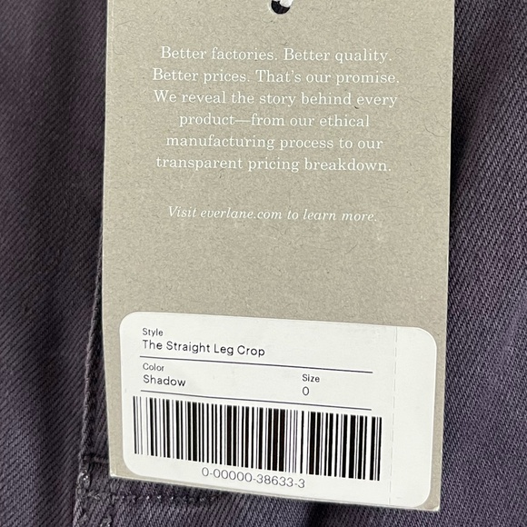 EVERLANE | Best Selling Classic Staple The Straight-Leg Crop in Shadow | Size 0 - Picture 12 of 12
